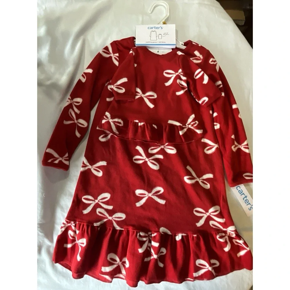 Carter's Red‎ And White Girls Matching Gown And Doll Set - Size 3T